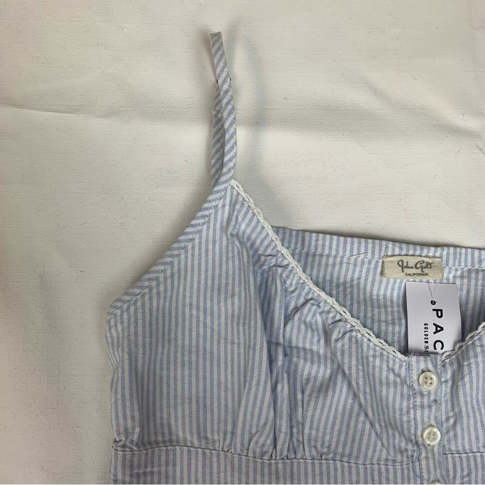 John Galt women's one size small stripe dress blue white seersucker brandy mini - Picture 5 of 13